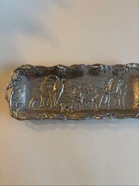 Arthur Court 1995 African Safari Elephants Cheetah Rectangle Tray